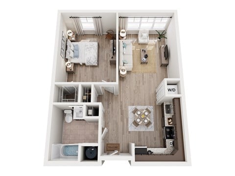 Floor plan for 1 bed, 1 bath, 720 sqft